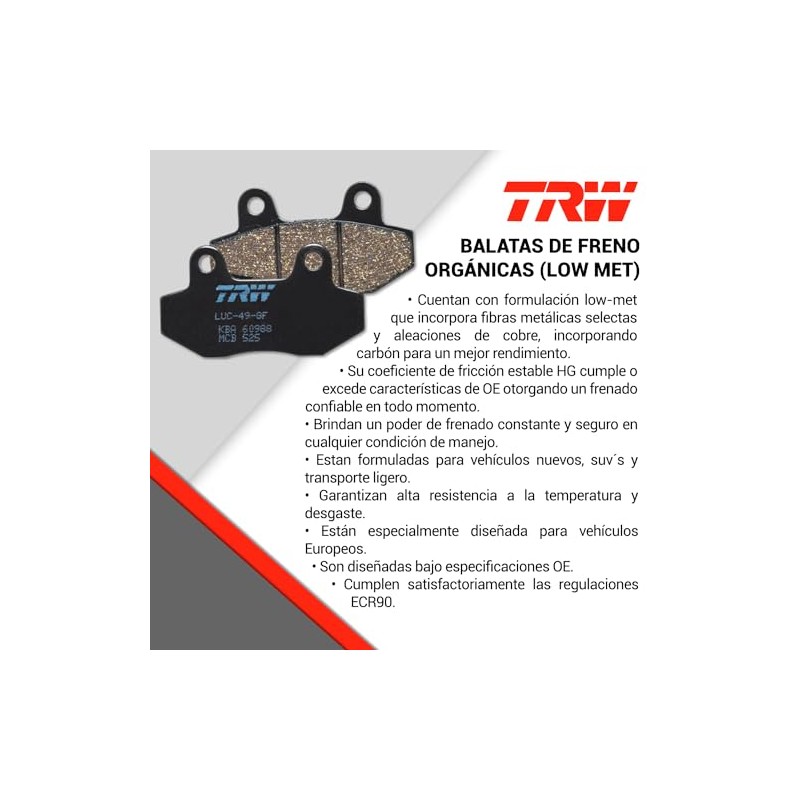 TRW Balatas Bajos Metales Delanteras,Traseras Compatible con MINI COOPER COUNTRYMAN