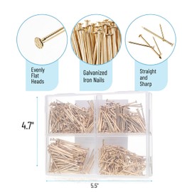 Mr. Pen Mr. Pen- Nail Assortment Kit, 600 Pcs, 4 Sizes, Gold, Small Nails, Nails for Hanging Pictures, Finishing Nails, Wall Nails for Hanging, Pin Nails, Hardware Nails, Assorted Nails, Galvanized Nails