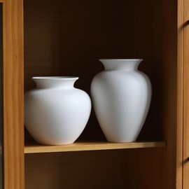 Large Matte White Ceramic Flower vase, Modern Centerpiece Table Decorations,Round Shape Rustic Ceramic vases for Home Decor Dining Room (White, 0620)