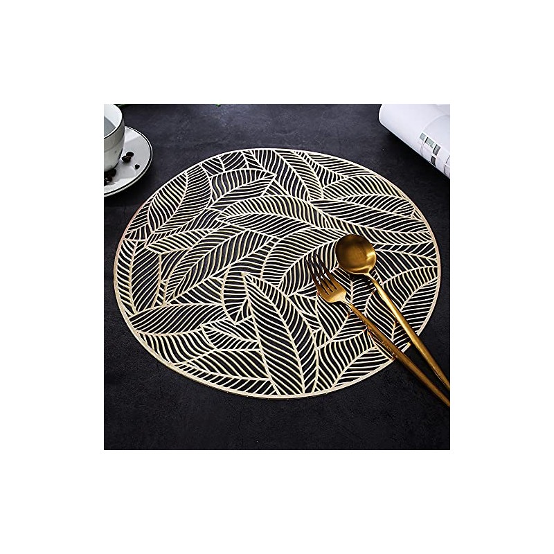Hosoncovy 4 Pack Leaf Decorative Placemats PVC Placemats Hollow Dining