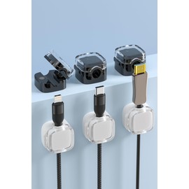 Magnetic Cable Organizer (6-Pack) – Adhesive Cord Clips for Desk, USB & Charging Cables – Reusable No-Drill Wire Holder, Compatible with iOS & Android Devices