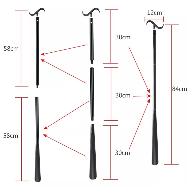 JJDPARTS 35" Long Dressing Stick with Shoe Horn with Sock
