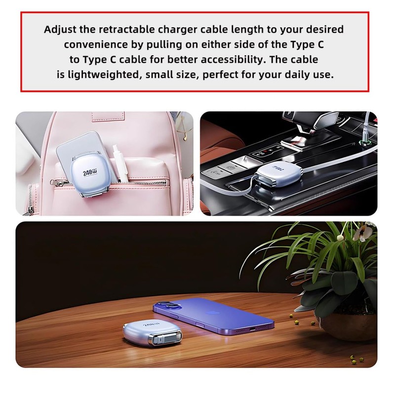 chenyang USB C Retractable Charging Cable, 4 Fixed Lengths USB