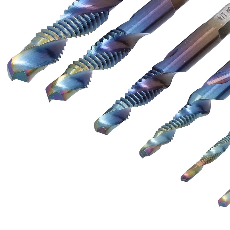 6Pcs Spiral Tap Drill Multifunctional HighSpeed Steel Hex Shank Drill