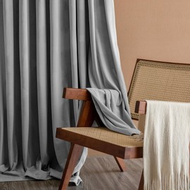 Lazzzy Grey Velvet Curtains Thermal Insulated Curtains 96 Inch Lenth Room Darkening Window Drapes for Bedroom Living Room Super Soft Luxury Window Treatment 2 Panels Grommet