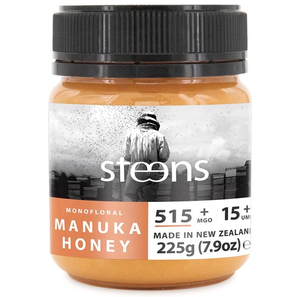 Steens Manuka Honey - MGO 515+ - Pure & Raw 100% Certified UMF 15+ Manuka Honey - Bottled and Sealed in New Zealand - 225g