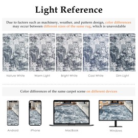 PureCozy 6x9 Area Rug Blue Carpet Washable Living Room Bedroom Abstract Neutral Modern Dining Room Non Slip Soft Thin Low Pile Indoor Large Throw Rug Accent Office Kitchen Contemporary