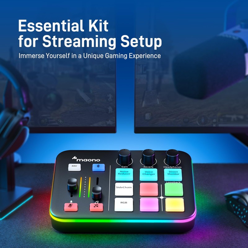 MAONO Audio Mixer for Gaming: Audio Interface with Pro-preamp RGB