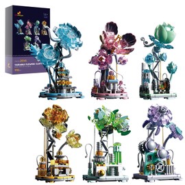 JMBricklayer Flowers Succulents Building Sets for Adults 20145, 6 Pack Special Flowers Botanical Collection Building Toys, Unique Display for Room Decor, Gorgeous Bonsai Flowers Gifts for Women Girls