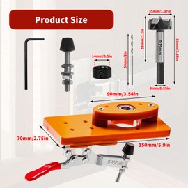 35 mm Hinge Drilling Template, Hinge Drilling Gauge Set, with Forster Drill 35 mm Concealed Hinge Device, Hinge Drilling Template, Hinge Schablon for DIY Woodworking