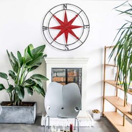 aboxoo Round Metal Compass Decorative Compass Metal Wall Art Hanging Wall Sculpture 11 Inch Diameter Farmhouse Decor Indoor or Outdoor Sign