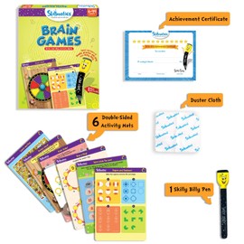 Skillmatics Educational Game: Brain Games (6-99 Years) | Erasable and Reusable Activity Mats | Travel Toy with Dry Erase Marker | Learning tools for Kids 6, 7, 8, 9  Years and Up