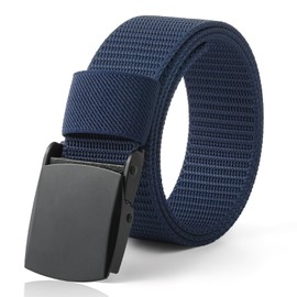 Monopa Nylon Boys Baseball Belt - Kids Golf Belt with Metal Buckle for Softball Pants School Uniform Jeans (Black Buckle-Navy blue, 90cm)