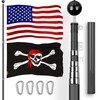 G128 Combo Pack: 20 Ft Telescoping Aluminum Flagpole (Black) &