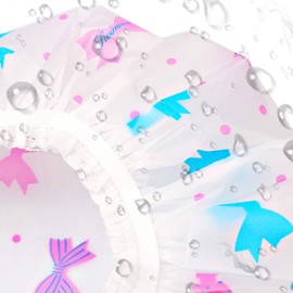 Shower Caps, 3 Pcs Waterproof Bath Caps Plastic Reusable Shower Caps Elastic Band Bath Hair Hat for Women Ladies Spa Salon