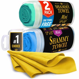 Premium 2pk Mini +1 Free Shammy Cloth for Car Drying - (17”x13”) - Super Absorbent Chamois Towel for Car - Reusable Shammy Towel for Car - Scratch-Free Car Drying Towel