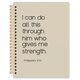 KRHFG Neutral Christian Spiral Notebook, Philippians 4:13 Bible Verse Journal, Religious Scripture Journals for Writing, Bible Notebooks for Note Taking, Church Notes Journal, 5.5x8.3 Inch