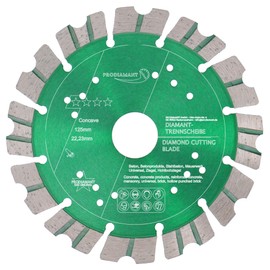 PRODIAMANT Premium Diamond Cutting Disc Concave Turbo 125 mm x 22.2 mm for Stone Concrete Dry Cut Diamond Disc