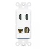 Wallplate City 2 HD CAT6 USB A-A Port Wall Plate ROCKER White