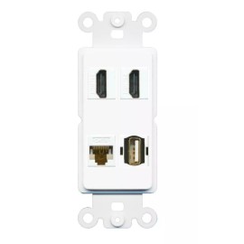 Wallplate City 2 HD CAT6 USB A-A Port Wall Plate ROCKER White