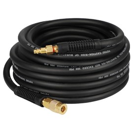 YOTOO Hybrid Air Hose 3/8-Inch by 50-Feet 300 PSI Heavy Duty, Lightweight, Kink Resistant, All-Weather Flexibility with 1/4-Inch Industrial Quick Coupler Fittings, Bend Restrictors, Black