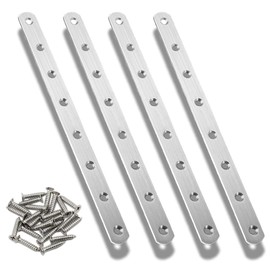 4Pcs Flat Mending Plate, 12" Flat Straight Braces Stainless Steel Straight Brackets, Mending Joining Plates Repair Fixing Bracket Connector with Screws