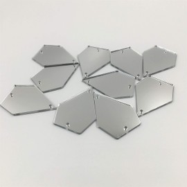 Diamond Shape Acrylic Mirror Silver Sew on Rhinestones Mirror Beads Flat Back Crystal Stones for Mirror Suits Dress Costume Accessories 30mm (Diamond 30mm)