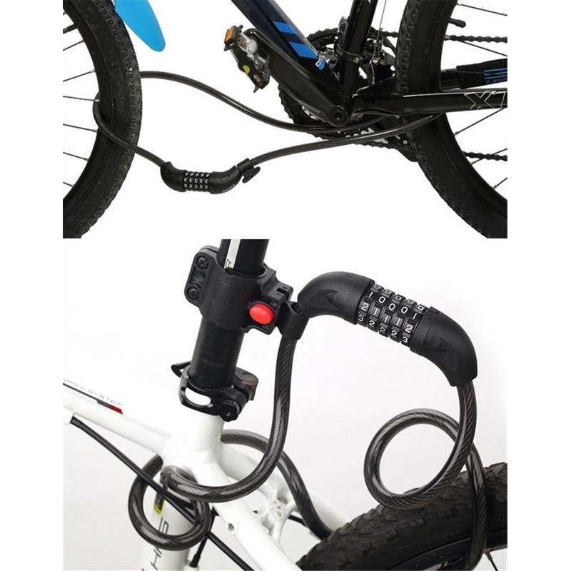 Bicycle Lock, Wire Lock, Key Lock, Dial Lock, Bracket Included,