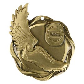 Decade Awards Track Fusion Medal - Gold | Engraved Track Medal with Stars & Stripes Ribbon - 3 Inch Wide - Customize Now (FM45009G-SSNB)