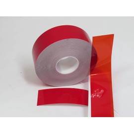 Transparent Vinyl Tape with Self-Adhesive. (2 inch x 25 ft, Red)