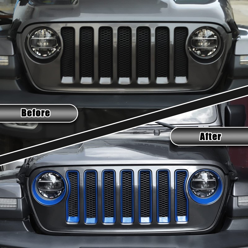 JeCar Front Grill Inserts & Headlight Trim Cover Exterior Accessories