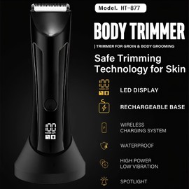 TicEaik Recortadora Todo En Uno De Barba Maquina De Afeitar Barbero 9 Piezas, Pantalla LED Inteligente Shaver,Totalmente Lavable, Recortadora Barba Multifuncional para Corporal y Zonas Intimas