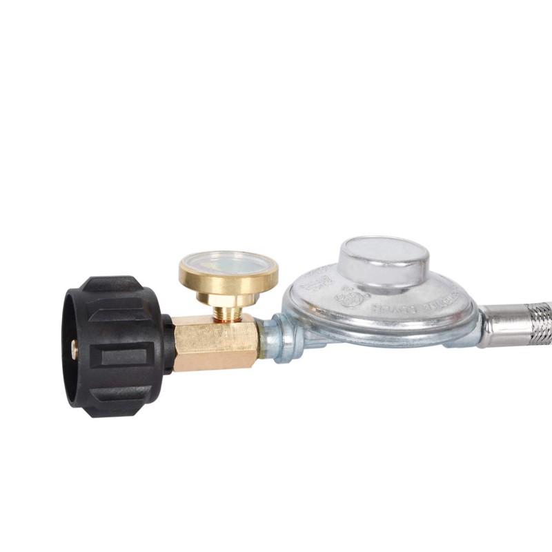 GasSaf 6FT Propane Regulator Hose with Gauge, Grill Regulator Hose