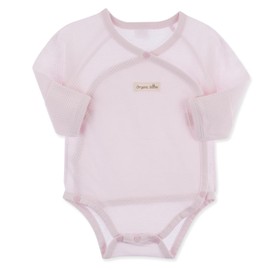 100% Certified Organic Cotton Newborn Baby Side Snap Kimono Breathable Comfortable Onesie Bodysuit Summer Heat Rash Eczema (Long Sleeves(Pink), 18-24M)