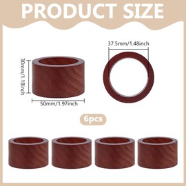 PH PandaHall Pack of 6 Wooden Napkin Rings for Weddings, Rustic Napkin Holder, Napkin Holder for Weddings, Holidays, Parties, Table Decoration, Coconut Brown, 5 x 3 cm