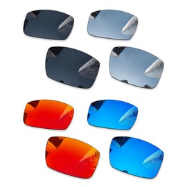 Combine8 4 Pairs Ploarized Replacement Lenses for Oakley Crankshaft OO9239 Sunglasses - Black + Silver Titanium + Ice Blue + Fire Red