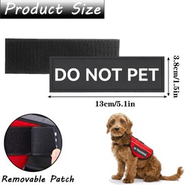 Pack of 4 Service Dog Patches, Removable Do Not Pet Patch for Harness, Tactical Dog in Training Tags with Hook Backing for Vest, 5.1 x 1.5 Inches