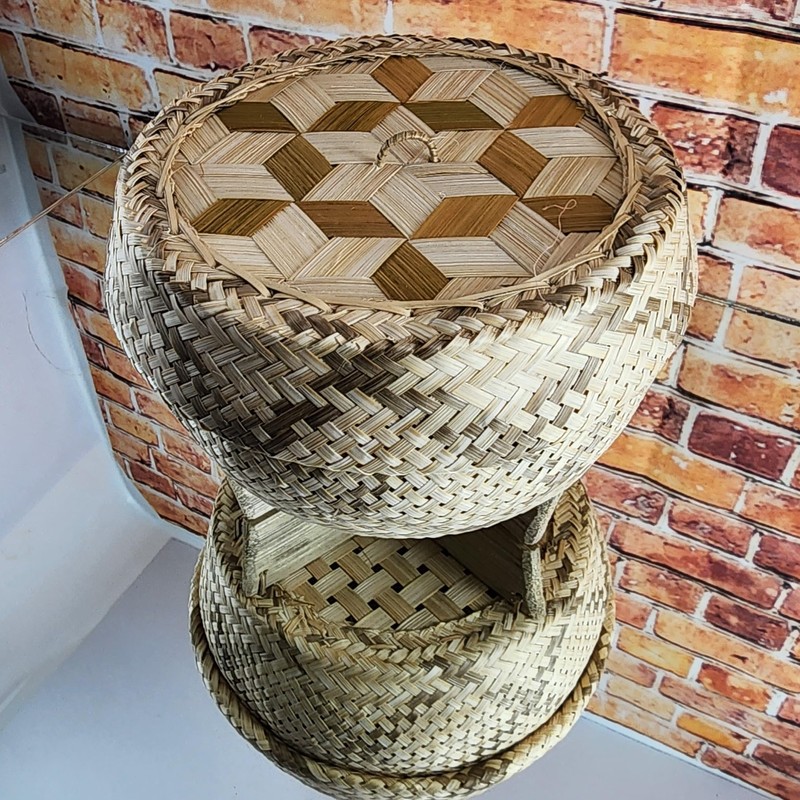 Heavens Tvcz Handmade Bamboo Sticky Rice Serving Basket with Lid