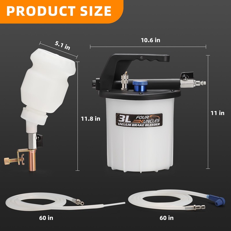 FOUR UNCLES 3L Brake Bleeder Vacuum Pump Kit - Pneumatic