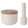 BergHOFF Leo Stoneware Mortar and Pestle with Cork Lid, White,
