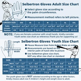 Seibertron S.P.B.G 2.0 Baseball/Softball Batting Super Grip and Protective Gloves Youth Black XS
