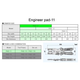 Precision Universal Crimping Tool with Inter-Changeable die Plates (Size S) Handy Crimp Tool. Made in Japan. ENGINEER pad-11