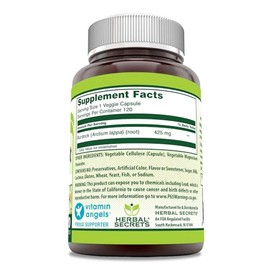 Herbal Secrets Raíz de Bardana 425 mg, 120 Cápsulas Vegetales