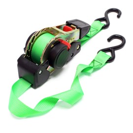 Wiltec Automatic Lashing Strap 320 daN Tensile Load 1.8 m x 25 mm PES Lashing Strap with S-Hook Self-Retracting