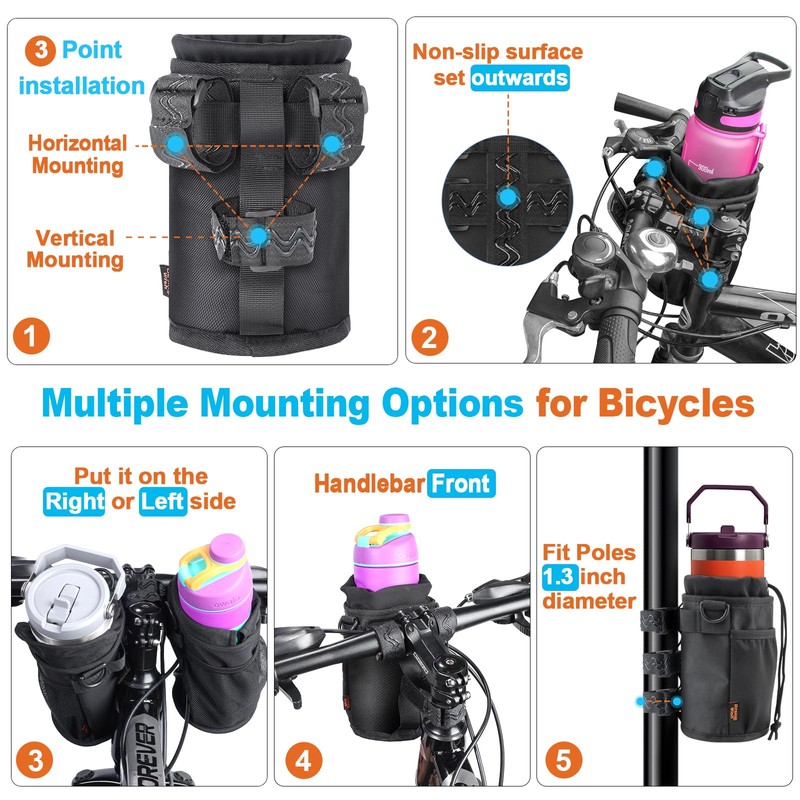 Desing Wish 32-40oz Bottle Holder Bicycle Drink Holder Without Screws
