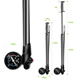 Powerful Bike Pump, Shock Pump for Mountain, High Pressure 300 PSI Road Bikes and Motorcycle Air Pump with Gauge for Front Fork & Rear Shock Suspension