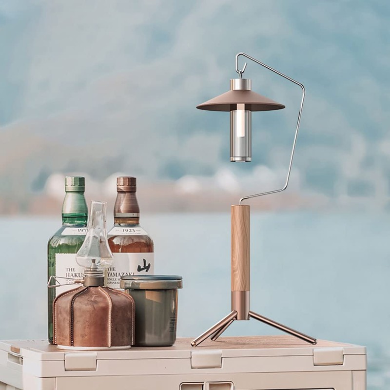 QIAOTU Tabletop Lantern Stand, Walnut, 304 Stainless Steel, Compact, Freestanding