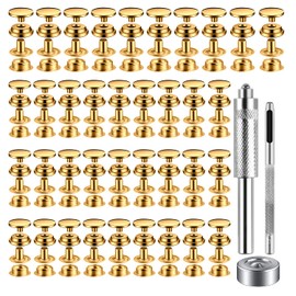 148 Pieces (37 Sets) Gold Leather Snap and Fastener Kit Tool 5/8 inches (15mm) Snaps for Leather Fasteners Kit for Leather Stainless Snaps Button for Bag, Jeans, Clothes, Fabric
