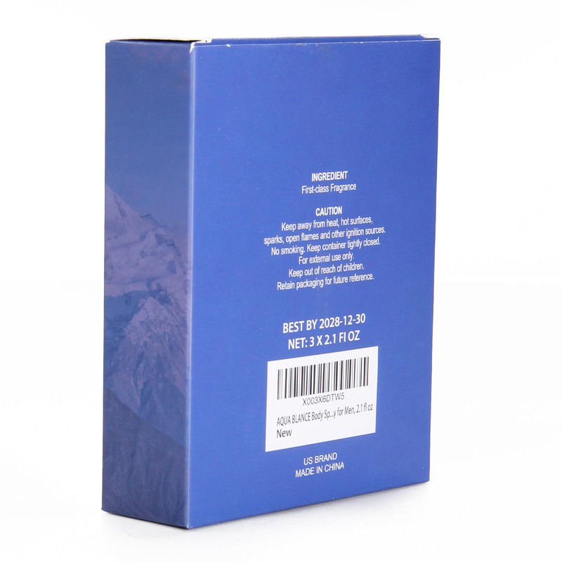 AQUA BLANCE Body Spray For Men, 2.1 Fl Oz/60 ML,