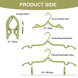 Pack of 12 Foldable Clothes Hangers Travel Hanger with Clip Portable Travel Folding Plastic Hanger for Home Hotel Travel Outdoor Camping 3 Colours